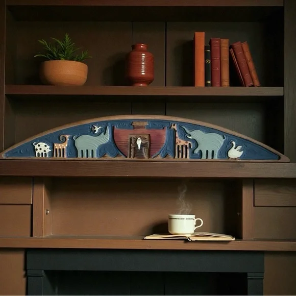 Hand Carved Wood Noah’s Ark Wall Hanging, Door Topper, By Chicken Creek Folk Art - Picture 7 of 12